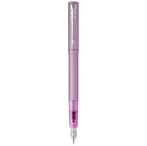 PARKER VECTOR XL Stylo plume laque lilas métallisée sur laiton plume moyenne encre bleue Coffret cadeau