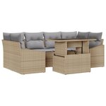 vidaXL Ensemble de canapé de jardin 7 pièces avec coussins en poly rattan beige