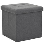 vidaXL Tabouret de rangement pliable Gris foncé Faux lin