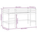 vidaXL Lit mezzanine enfants et tunnel blanc/noir 80x200cm pin massif