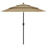 vidaXL Parasol à 3 niveaux avec mât en aluminium Taupe 2 5 m