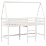 vidaXL Lit superposé et échelle et toit blanc 80x200cm bois pin massif