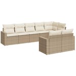 vidaXL Salon de jardin avec coussins 8 Pièces beige résine tressée