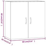 vidaXL Armoire murale Chêne fumé 60x31x60 cm Bois d'ingénierie