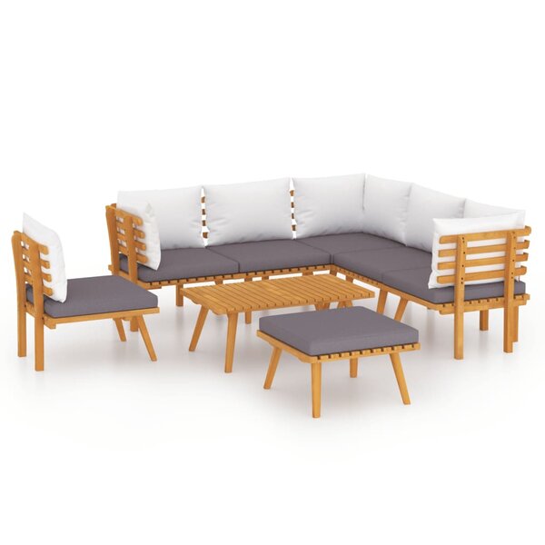 vidaXL Salon de jardin 8 Pièces avec coussins Bois d'acacia solide