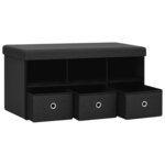 vidaXL Banc de rangement pliable Noir 76x38x38 cm Faux lin