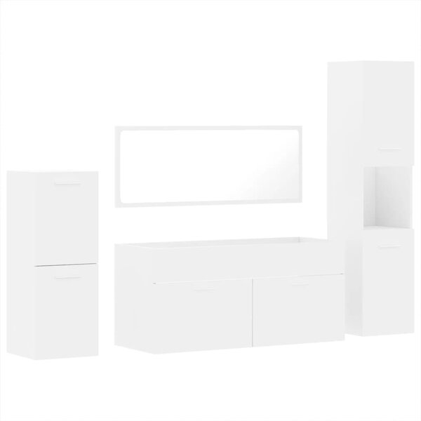 vidaXL Ensemble de meubles salle de bain 4 Pièces blanc bois d'ingénierie