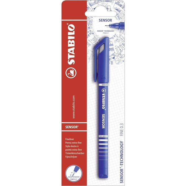 1 stylo-feutre à pointe fine stabilo sensor - bleu x 25 stabilo