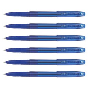 Stylo Bille à Capuchon SUPER GRIP G Pointe Fine Bleu x 6 PILOT