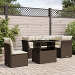 vidaXL Salon de jardin avec coussins 6 Pièces marron résine tressée