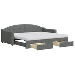 vidaXL Lit de jour avec gigogne et tiroirs gris foncé 90x200 cm tissu
