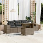 vidaXL Salon de jardin 5 Pièces avec coussins gris résine tressée