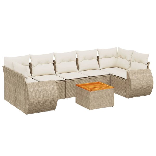 vidaXL Salon de jardin avec coussins 8 Pièces beige résine tressée