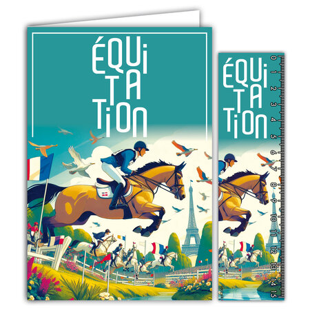 Carte ÉQUITATION avec Enveloppe 12x17 5cm Pour champion(ne) de sports équestres Saut d'obstacles Dressage Cross-country Courses hippiques Collection Passion Jeux Olympiques Fabriqué en France