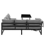 Salon de jardin aluminium avec coussins 7 personnes Hipu - Gris