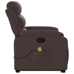vidaXL Fauteuil inclinable de massage Marron foncé Tissu