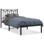 vidaXL Cadre de lit métal avec tête de lit noir 75x190 cm