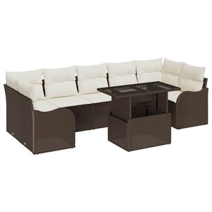 vidaXL Ensemble de canapé de jardin 8 Pièces Marron et Crème polyrotin