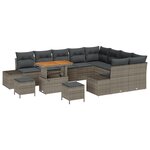 Ensemble de canapé de jardin vidaXL 12 pièces avec coussins gris en rotin