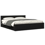 vidaXL Cadre de lit avec tête de lit sans matelas noir 180x200 cm