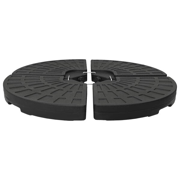vidaXL Socle de parasol en forme d'éventail 4 Pièces Noir