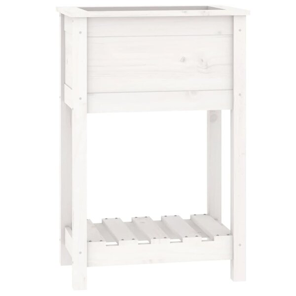 vidaXL Jardinière avec étagère Blanc 54x34 5x81 cm Bois massif de pin