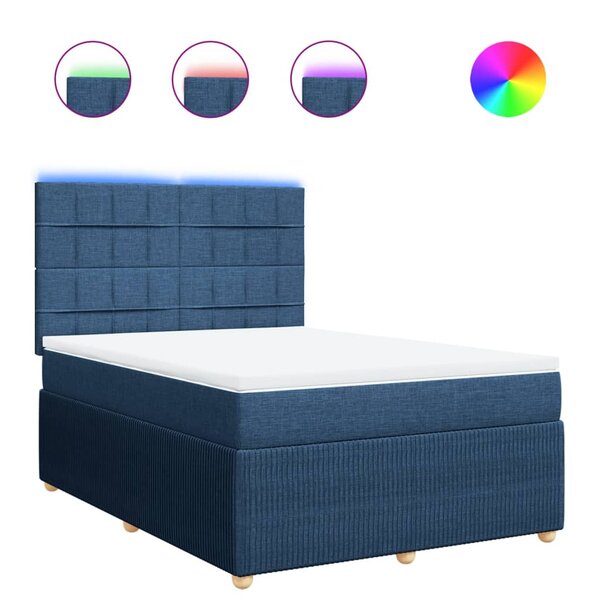 vidaXL Sommier à lattes de lit avec matelas Bleu 160x200 cm Tissu