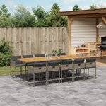 vidaXL Ensemble à manger de jardin 11Pièces avec coussins gris poly rotin