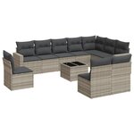 vidaXL Salon de jardin 11 Pièces avec coussins gris clair résine tressée