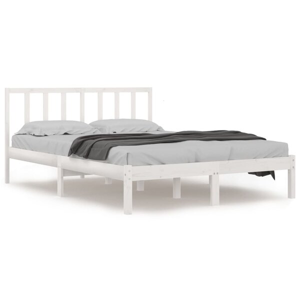 vidaXL Cadre de lit Blanc Bois de pin massif 140x190 cm