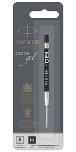 PARKER recharge bille gel  pointe moyenne  noire  blister X 1