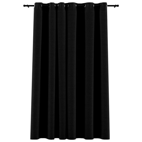 vidaXL Rideau occultant Aspect de lin avec œillets Noir 290x245 cm