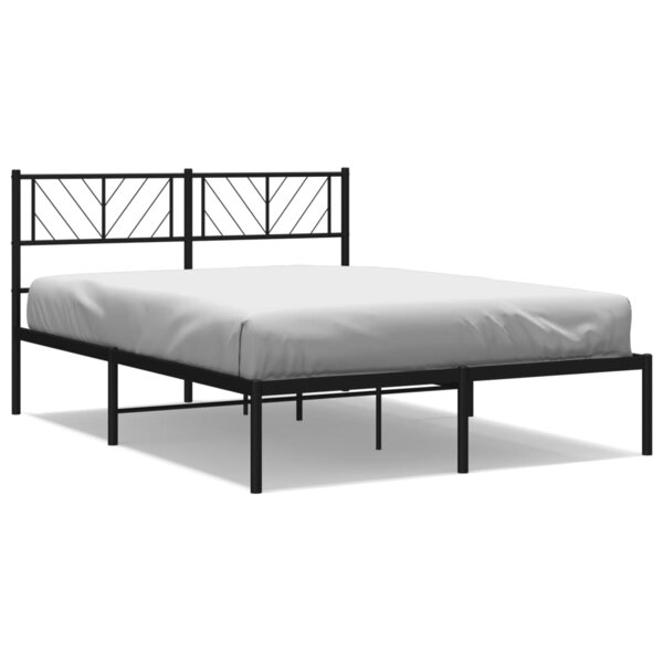 vidaXL Cadre de lit métal avec tête de lit noir 120x200 cm