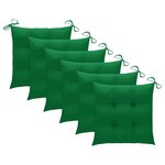 vidaXL Chaises de jardin et coussins vert lot de 6 Bois de teck massif