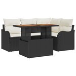 Ensemble de Canapé de Jardin 5 pièces avec Coussins en Poly Rattan Noir