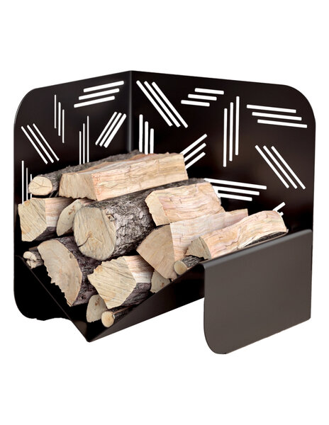 THIRARD - Range bûches noir pour intérieur et extérieur Pattern  acier  433x500mm