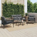 vidaXL Ensemble de meubles de balcon avec coussins 5 Pièces noir acier
