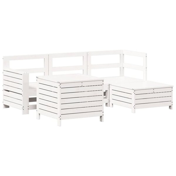 vidaXL Salon de jardin 5 Pièces blanc bois massif de pin