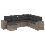 vidaXL Salon de jardin avec coussins 7 Pièces gris résine tressée