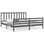 vidaXL Cadre de lit avec tête de lit gris 200x200 cm bois massif