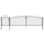 vidaXL Portail de clôture de jardin avec dessus en lance 5x1 75 m Noir