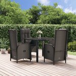 vidaXL Ensemble à manger de jardin coussins 5Pièces Noir Résine tressée