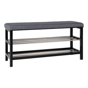 Banc gris 2 étages à pieds noirs 100 x 34 x 50 cm