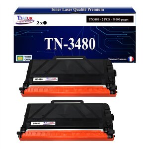T3AZUR- 2x Toners compatibles avec Brother TN3480 TN3430 - 8 000 pages