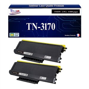 T3AZUR - 2x Toners compatibles avec Brother TN3170 pour DCP8060 DCP8065DN HL5200 HL5240 HL5240L HL5250 HL5250DN HL5270 HL5270DN HL5280DW MFC8460N MFC8860DN MFC8870DW Noir