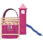 vidaXL Lit mezzanine enfants avec tour rose 80x200cm bois pin massif