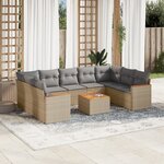 vidaXL Salon de jardin et coussins 10 Pièces mélange beige résine tressée