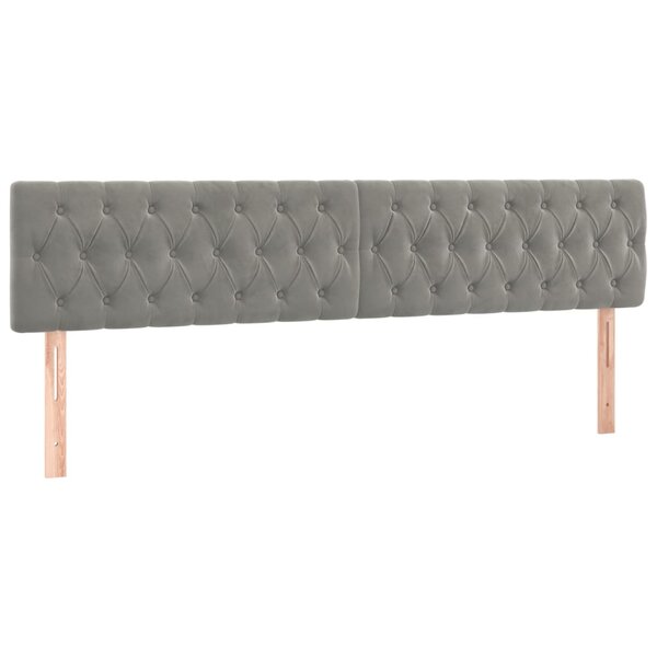 vidaXL Têtes de lit 2 Pièces Gris clair 90x7x78/88 cm Velours