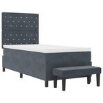 vidaXL Lit à Ressorts avec Matelas & Banc Gris Foncé 90x200 cm Velours