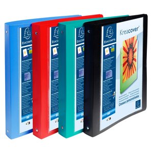 Classeur 4 Anneaux 30mm Polypropylène Opaque 7/10e Krea Cover - A4 Maxi - Couleurs Assorties - X 20 - Exacompta